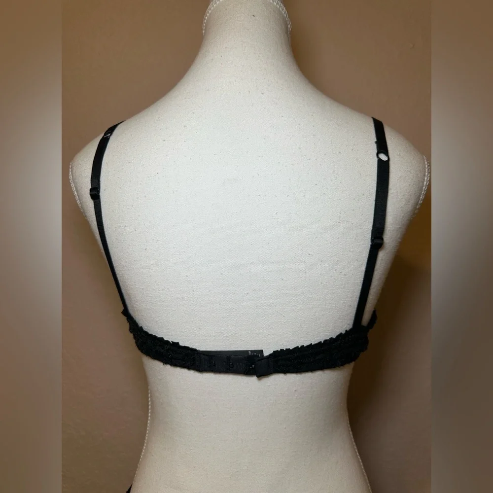 Victoria’s Secret Sexy Little Things Black‎ Sequin Lace Maid Lingerie Set 34C 🖤